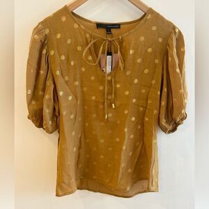 Harve Bernard Mustard Gold Dots Blouse